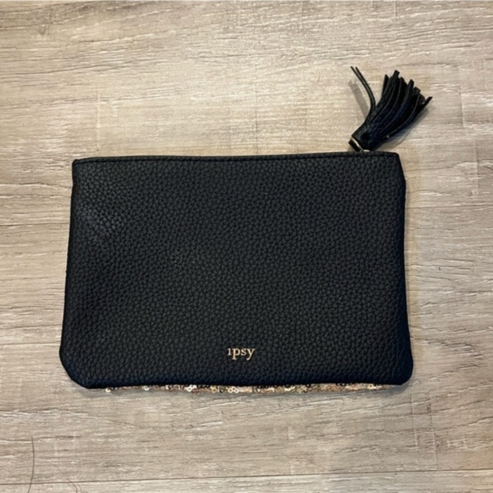 IPSY Glam Bag Metallic Gold Sequin and Black Like New - Picture 5 of 11